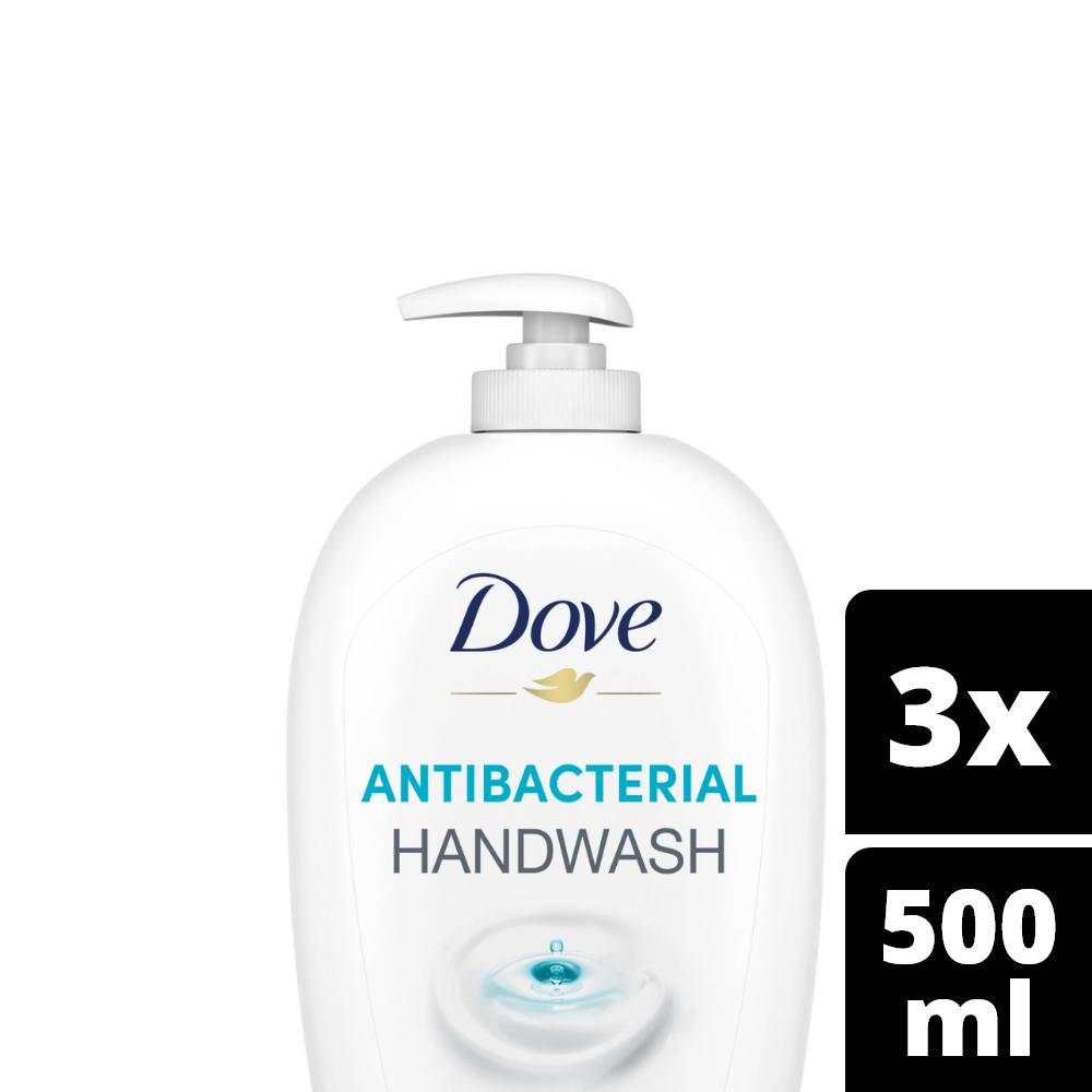 Dove Hand Wash, Antibacterial, 500ml (Pack of 3) Unilever Outlet Store