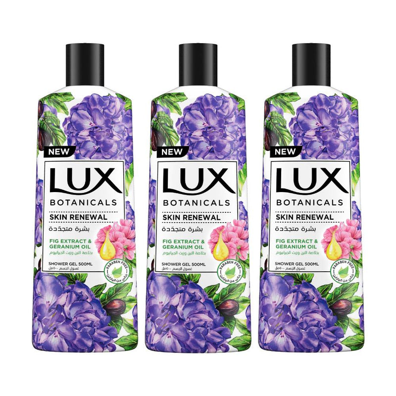 Lux Body Wash, Fig Extract & Geranium Oil, 250ml (Pack of 3)
