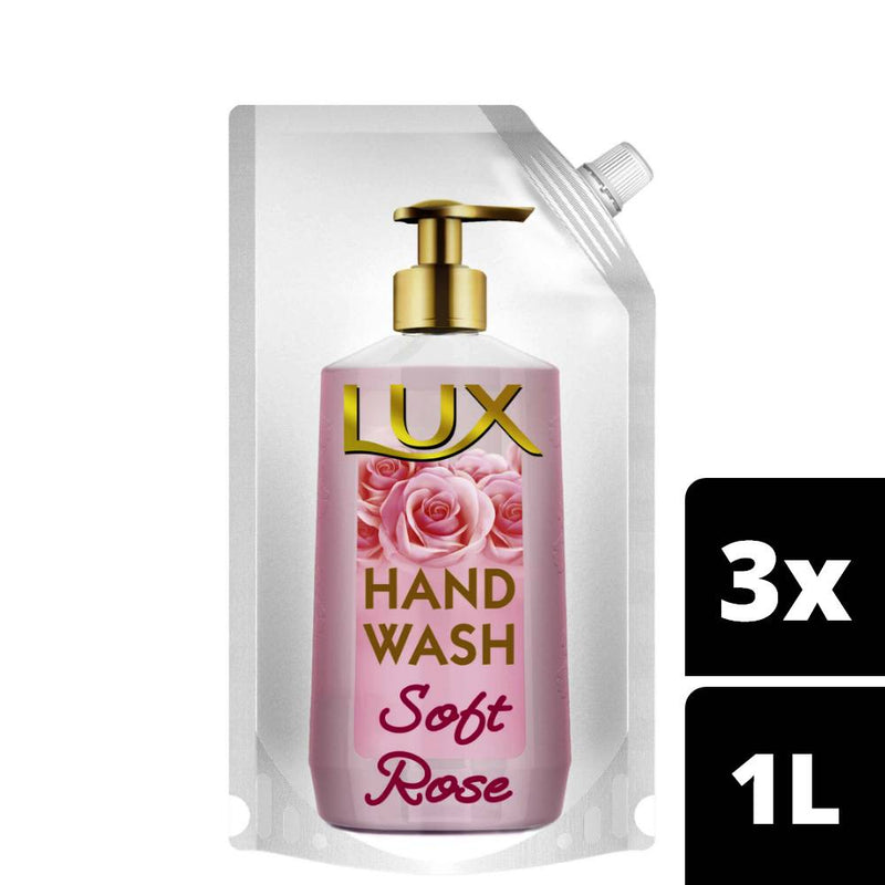 Lux Hand Wash Refill, Soft Rose, 1L (Pack of 3)